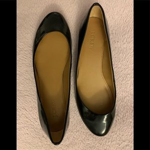 7.5 black shiny J.Crew flats with little gold block heel